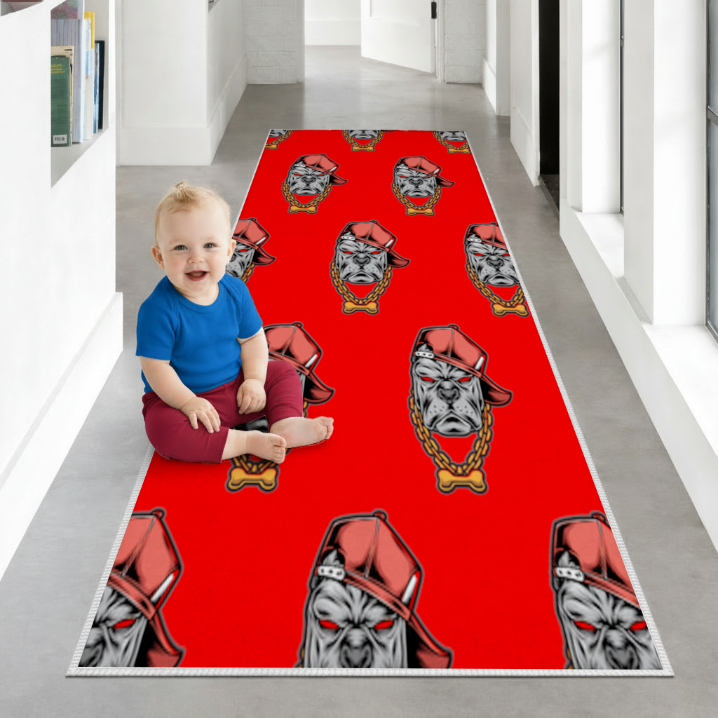 Hip Hop Style Gangster Dog Illustration Hallway & Entryway Rug