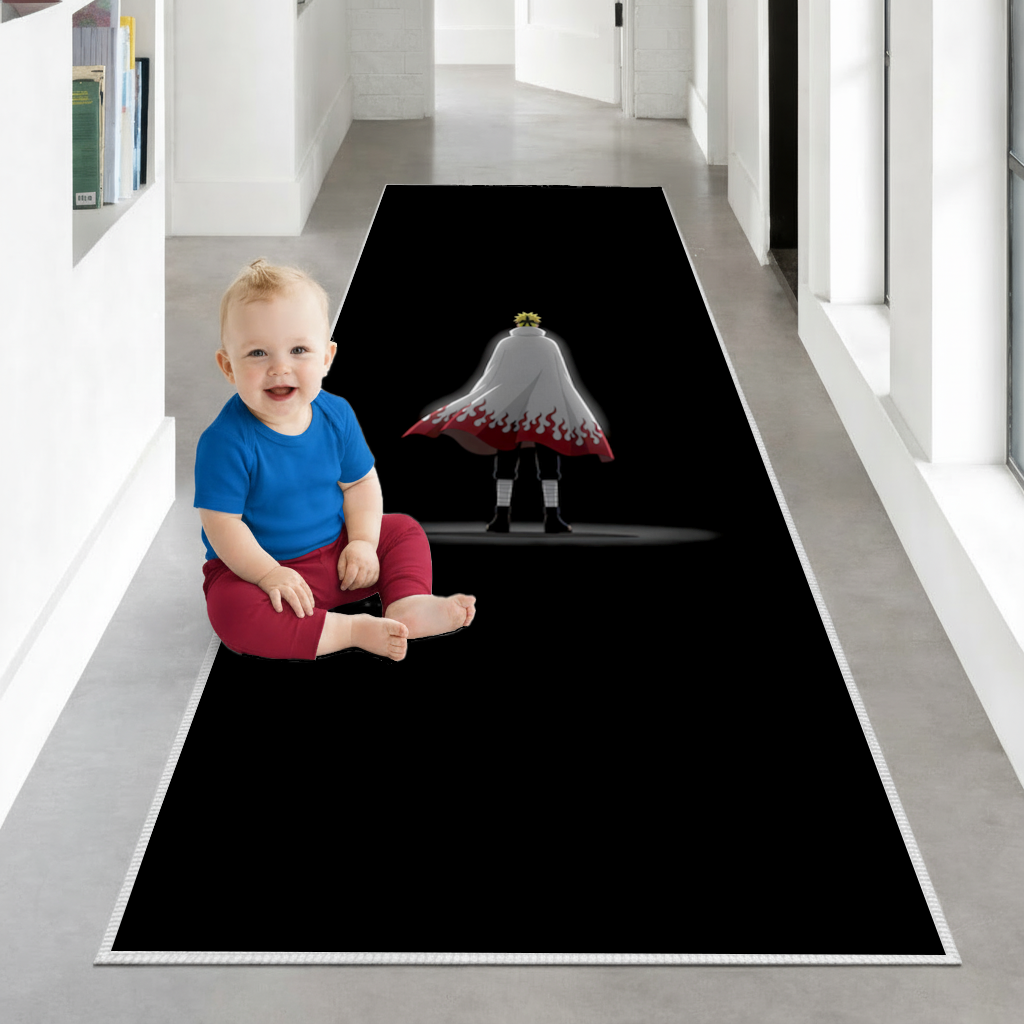 Power from Darkness Naruto Uzumaki Hokage Silhouette Hallway & Entryway Rug