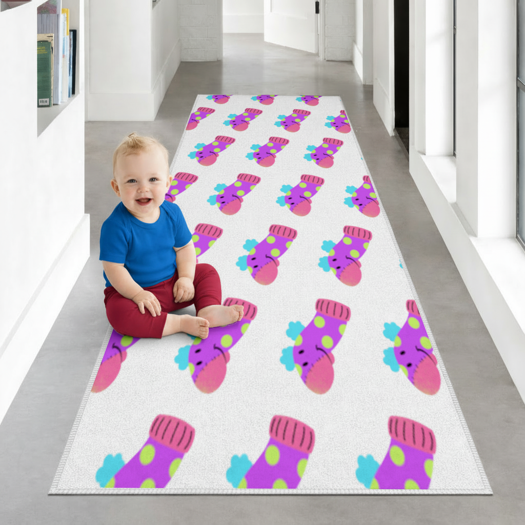 Cute Colorful Dinosaur Illustration Hallway & Entryway Rug