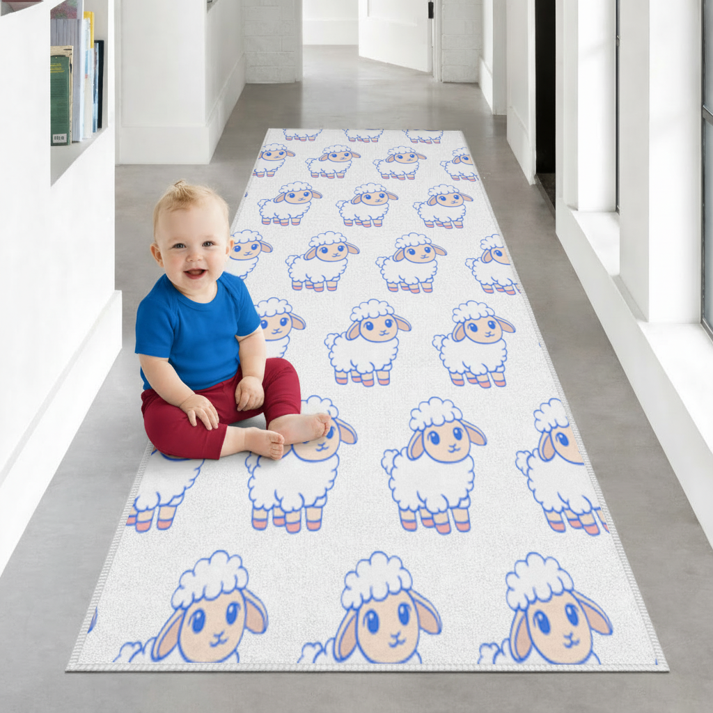Cute Kawaii Lamb Hallway & Entryway Rug