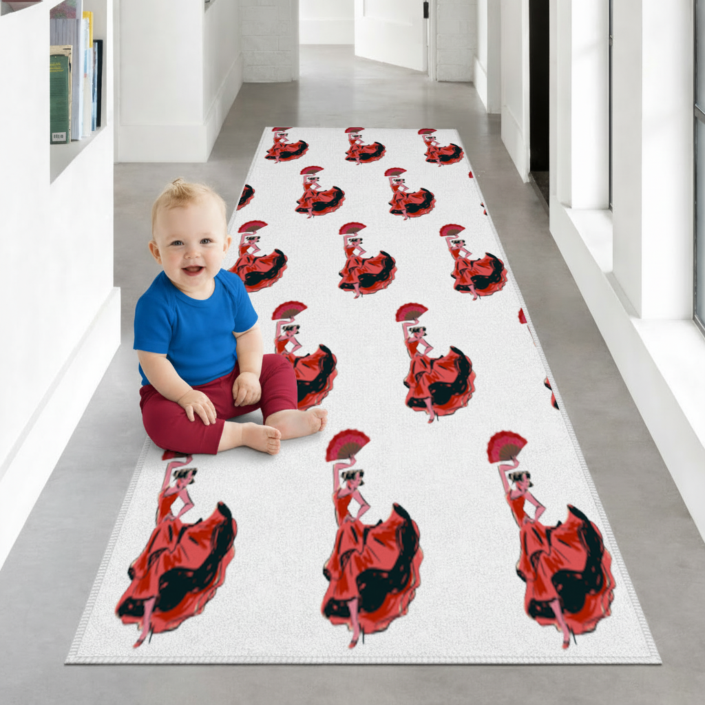 Flamenco Dancer with Fan Illustration Hallway & Entryway Rug