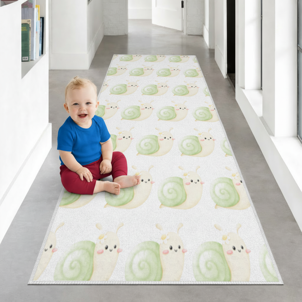 Cute Snail Illustration Hallway & Entryway Rug