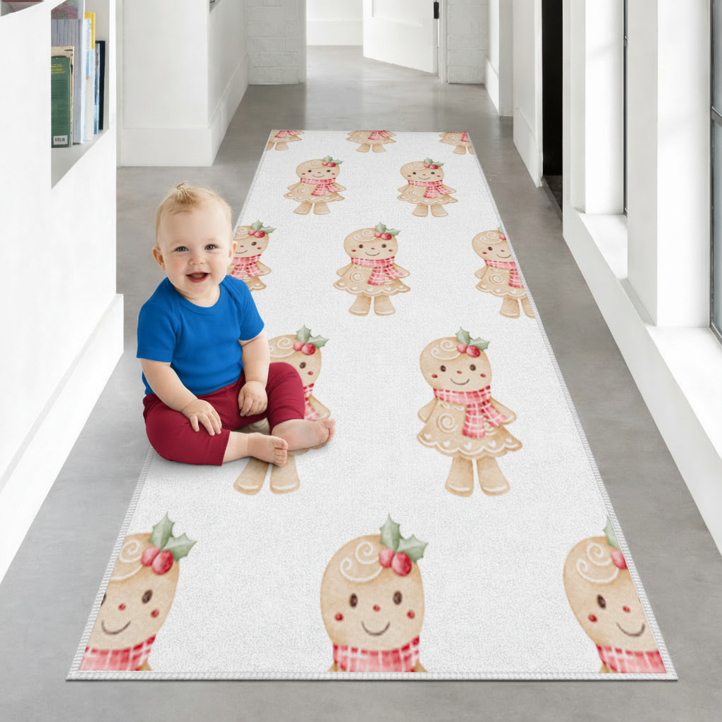 Cute Gingerbread Cookie Character Hallway & Entryway Rug