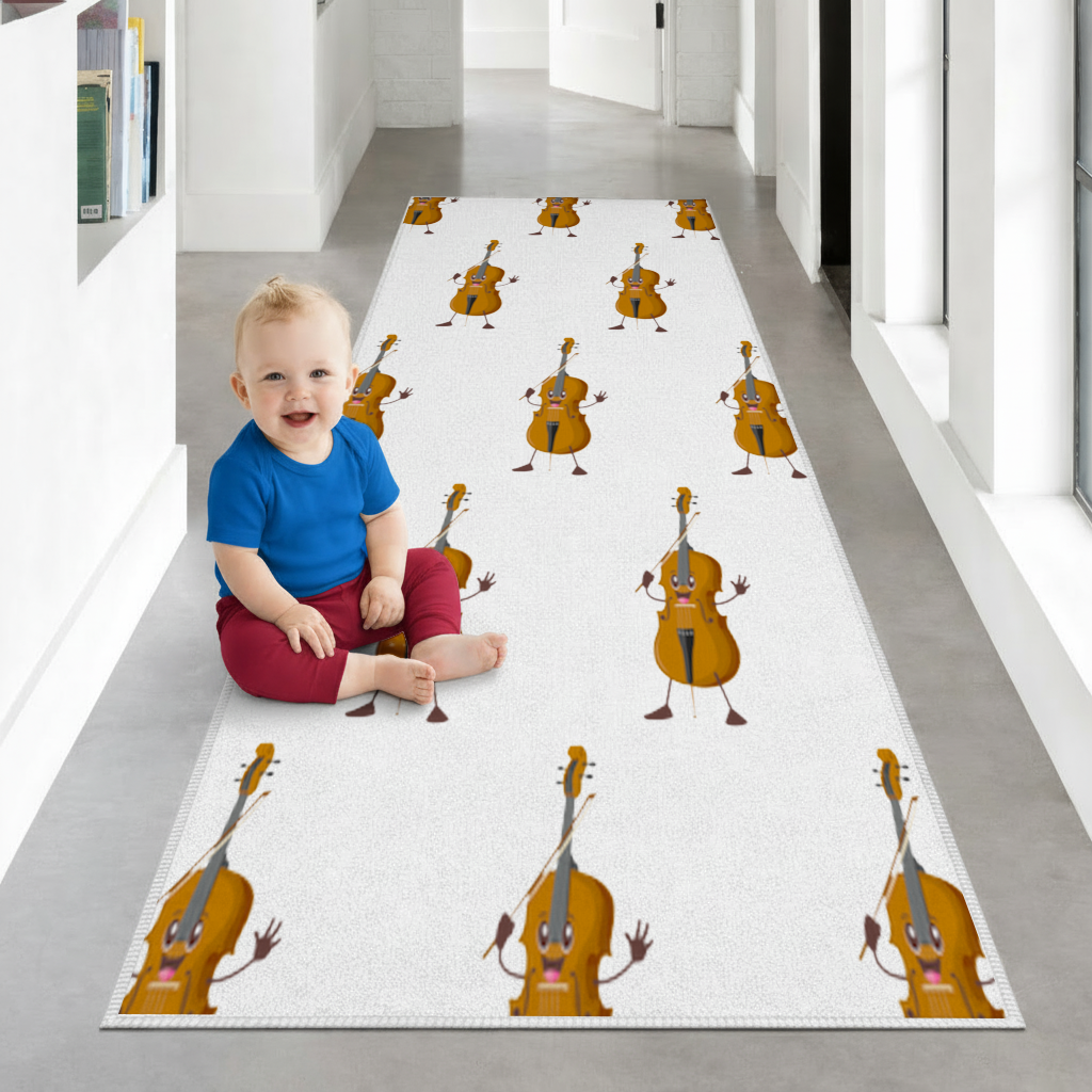 Happy Cello Character Art Design Hallway & Entryway Rug