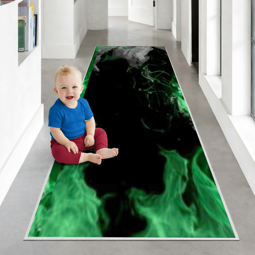 Green and black smokes Hallway & Entryway Rug