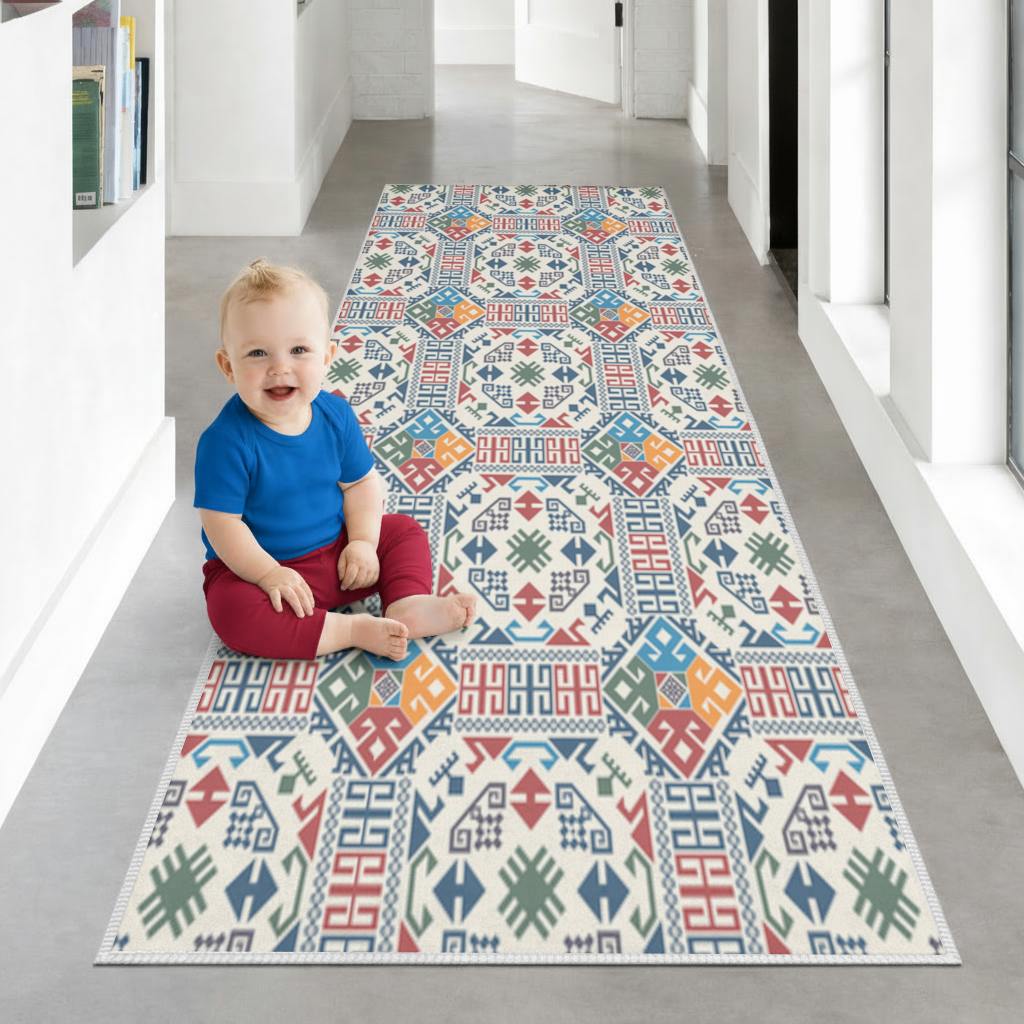 Multicolor Ethnic Geometric Motif Hallway & Entryway Rug