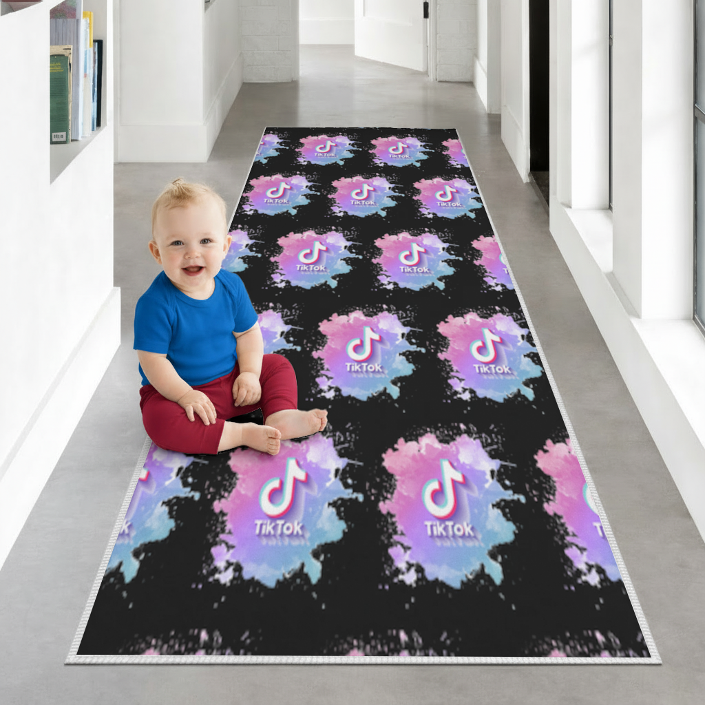 TikTok Logo with Watercolor Effect Hallway & Entryway Rug