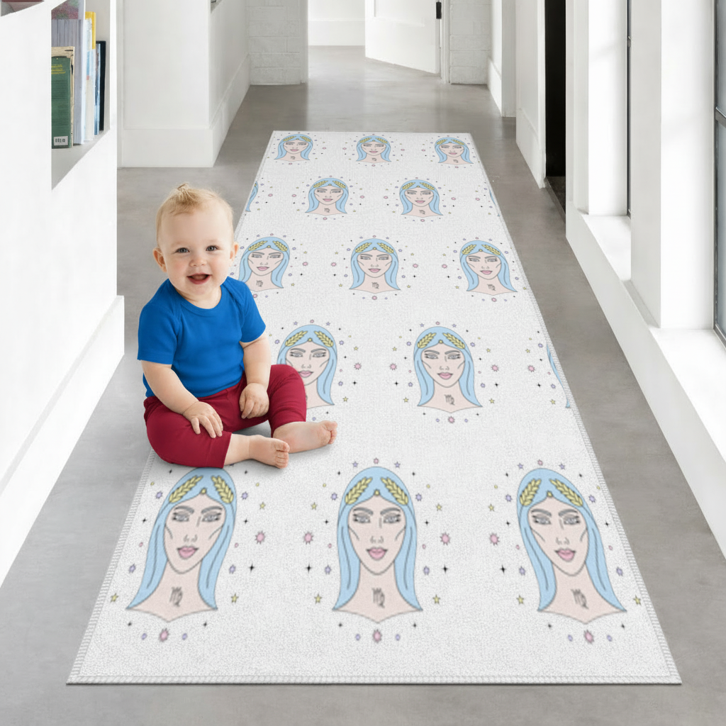 Virgo Zodiac Mystical Woman and Stars Hallway & Entryway Rug