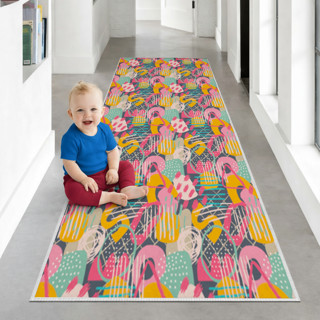 Abstract Geometric Doodle Hallway & Entryway Rug