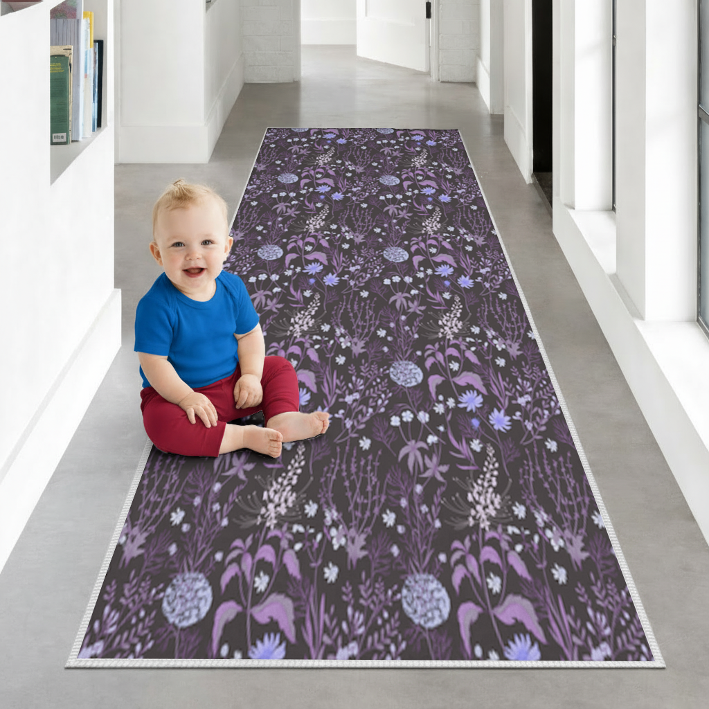 Purple Gothic Botanical Hallway & Entryway Rug