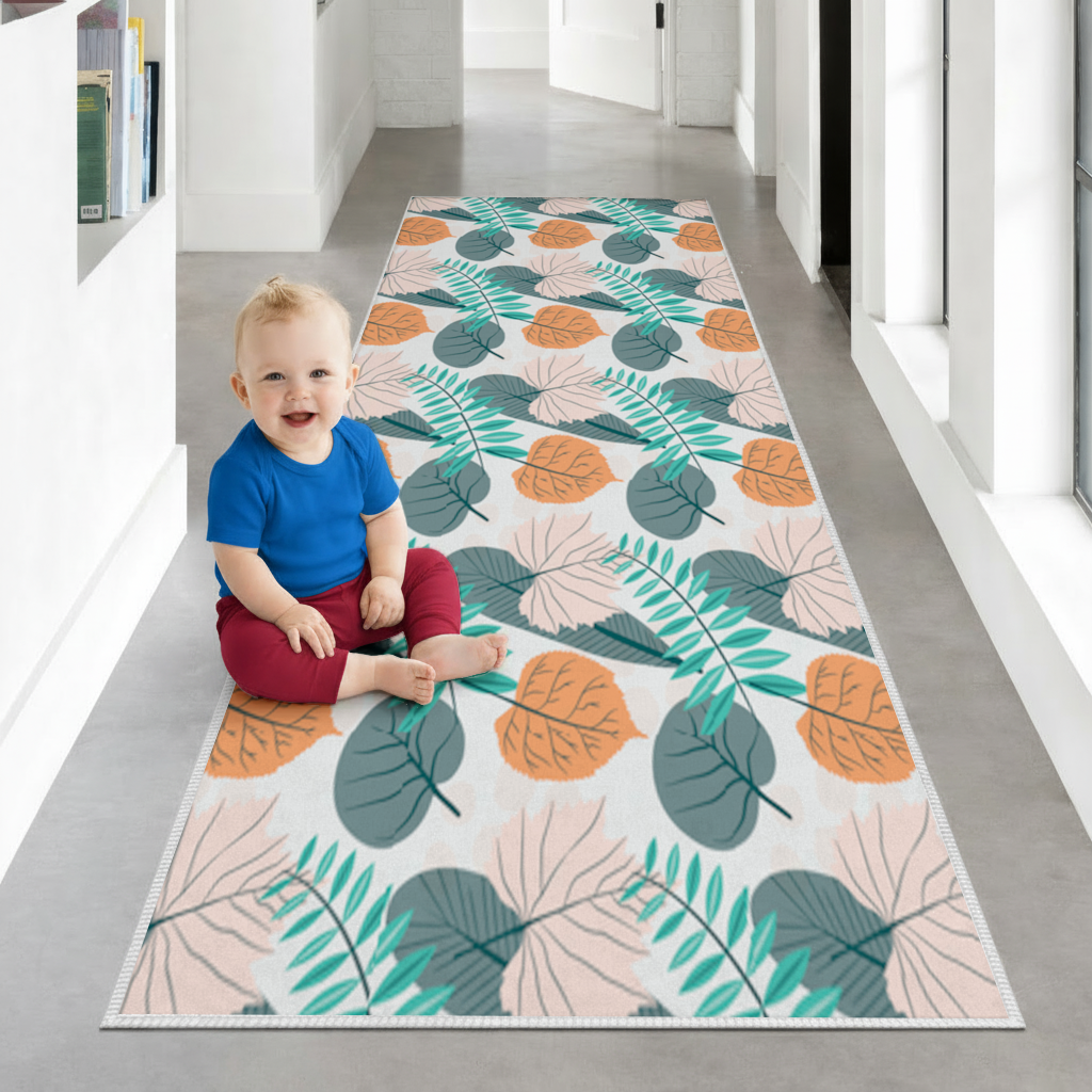 Modern Tropical Leaves Hallway & Entryway Rug