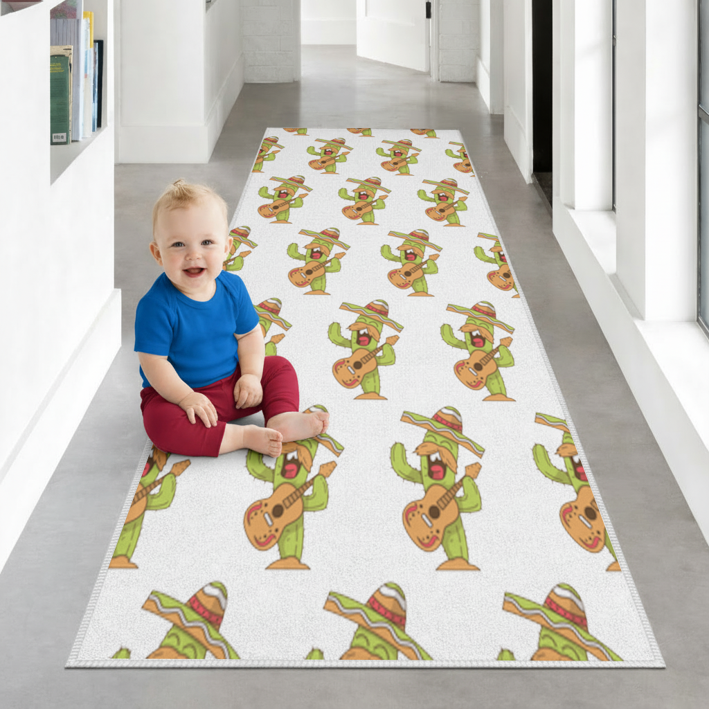 Mariachi Cactus Playing Guitar Hallway & Entryway Rug