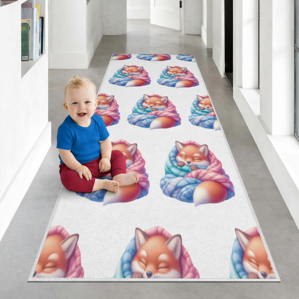 Sleeping Fox Knitted Blanket Hallway & Entryway Rug