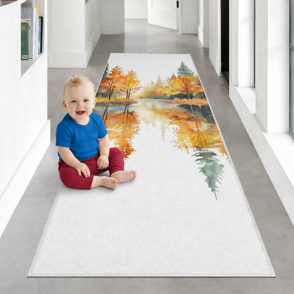 Autumn Forest Lake Reflection Hallway & Entryway Rug