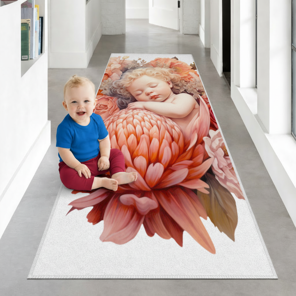 Ethereal Cottagecore Sleeping Baby Hallway & Entryway Rug