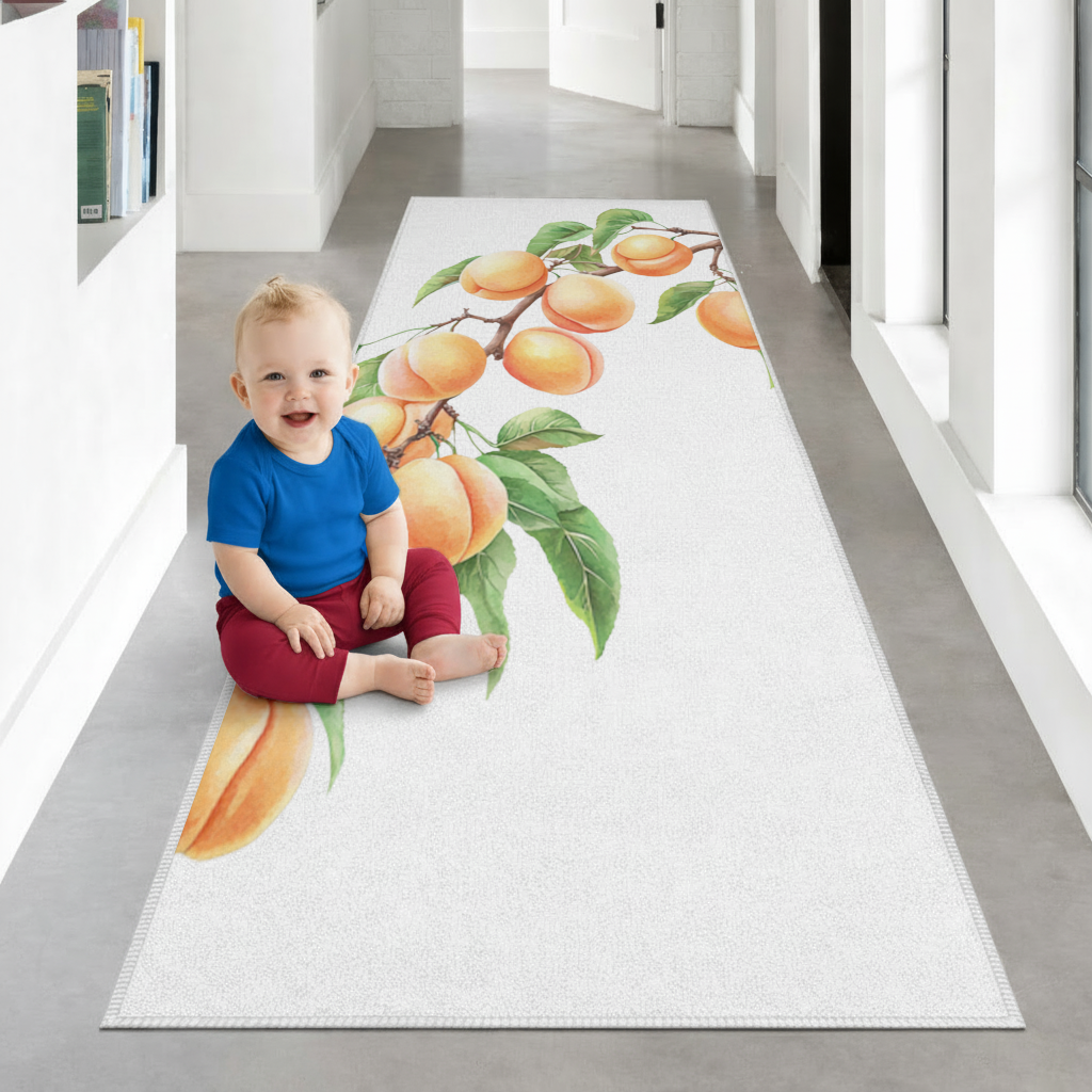 Ripe Orange Apricot Fruit Branch Hallway & Entryway Rug