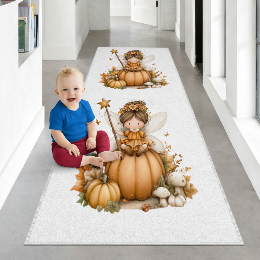Whimsical Autumn Pumpkin Fairy Hallway & Entryway Rug