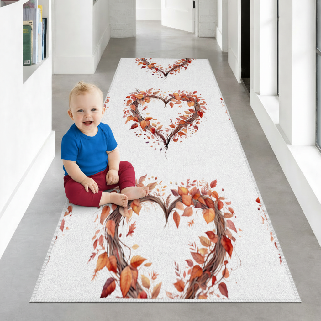 Autumn Leaves Heart Wreath Hallway & Entryway Rug