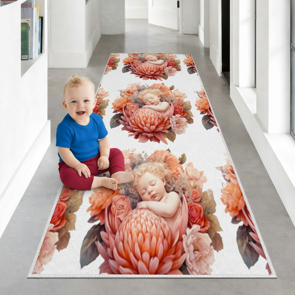 Ethereal Cottagecore Sleeping Baby Hallway & Entryway Rug