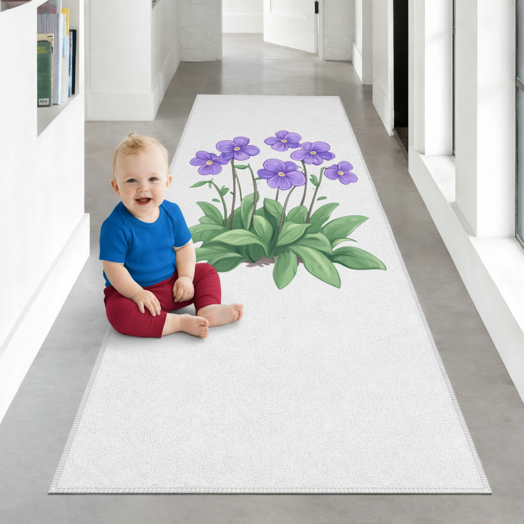 Cottagecore Purple Violets Hallway & Entryway Rug
