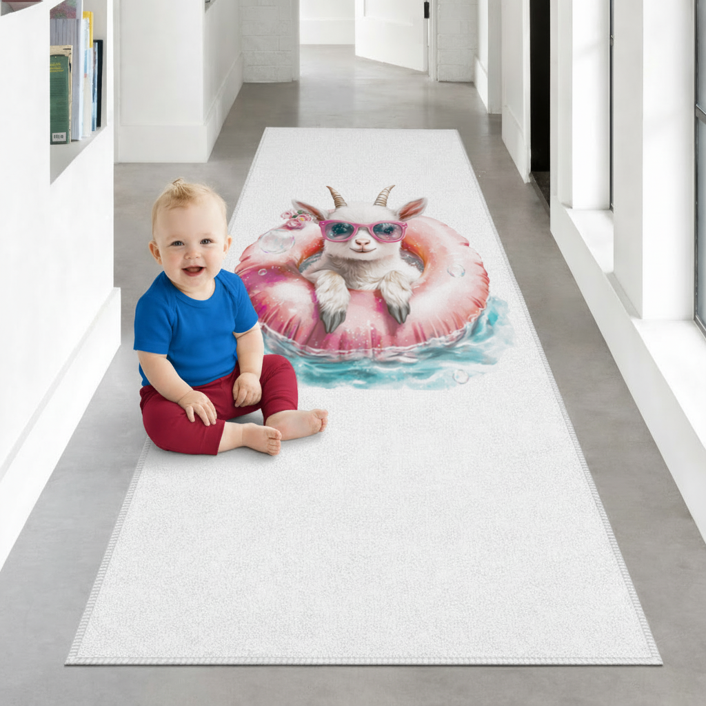 Pembe Gözlüklü Havuzda Yavru Keçi Antre ve Koridor Halısı