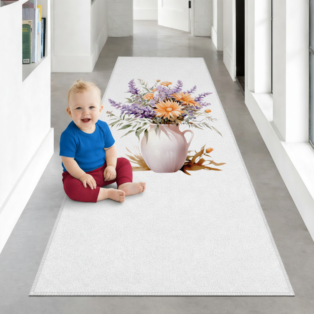 Cottagecore Wildflower Pitcher Hallway & Entryway Rug