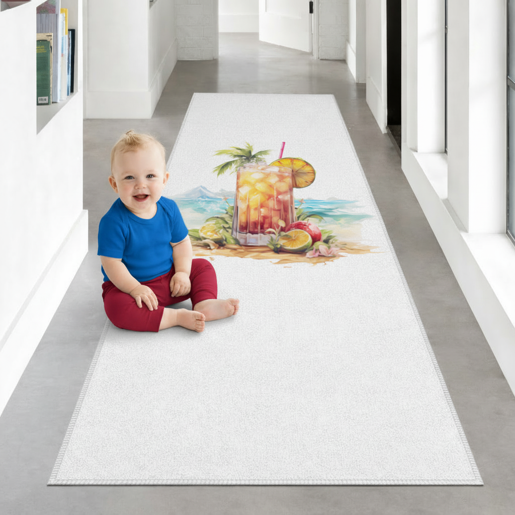 Tropical Island Beach Cocktail with Fruit Hallway & Entryway Rug
