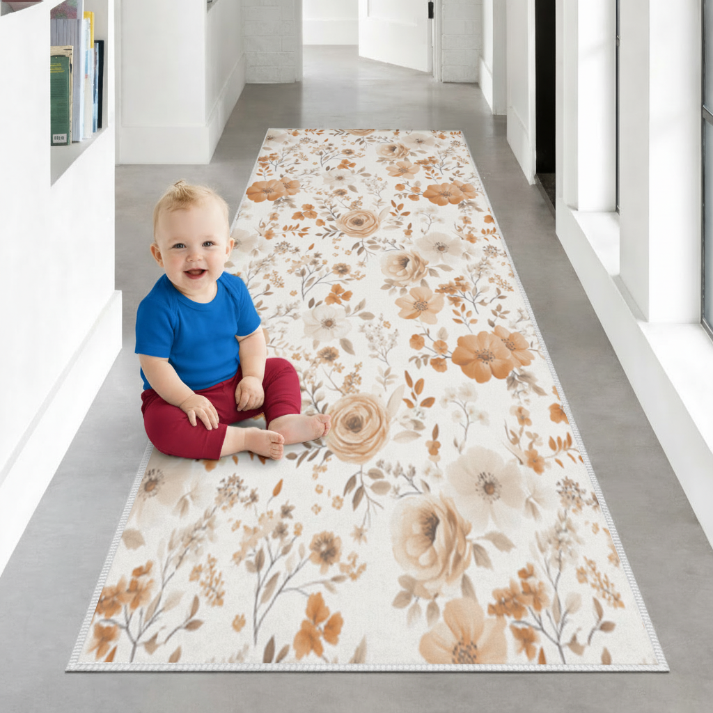 Terracotta Vintage Rose Hallway & Entryway Rug