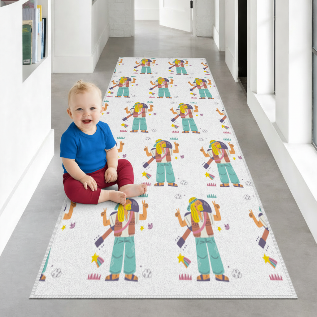 Retro Hippie Character Hallway & Entryway Rug