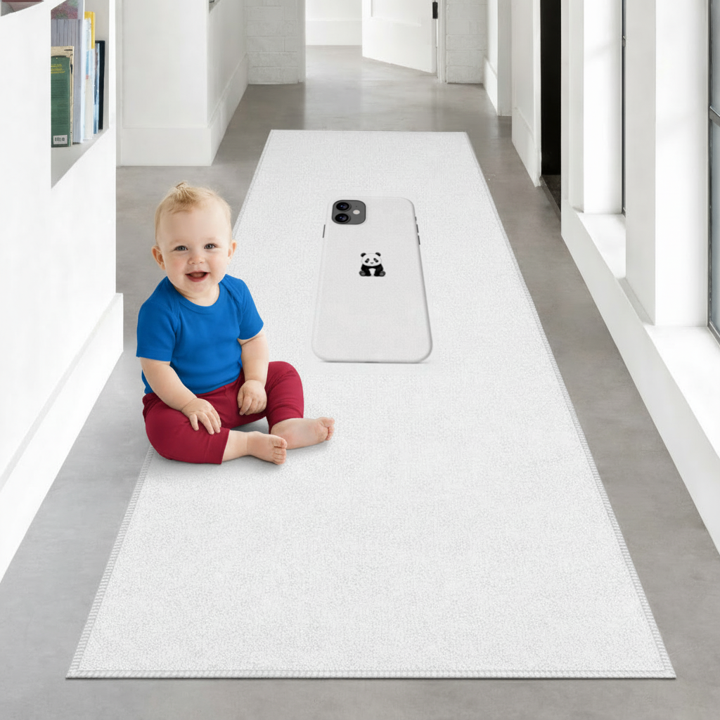 Minimalist Panda Phone Case Hallway & Entryway Rug