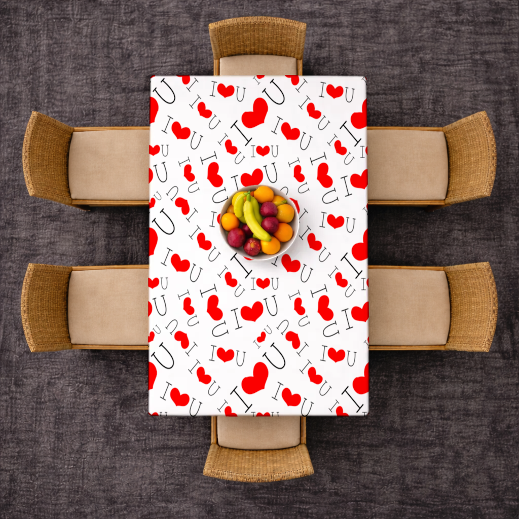 Valentines Day I Love You Heart Pattern Romantic Design Rectangular Tablecloth