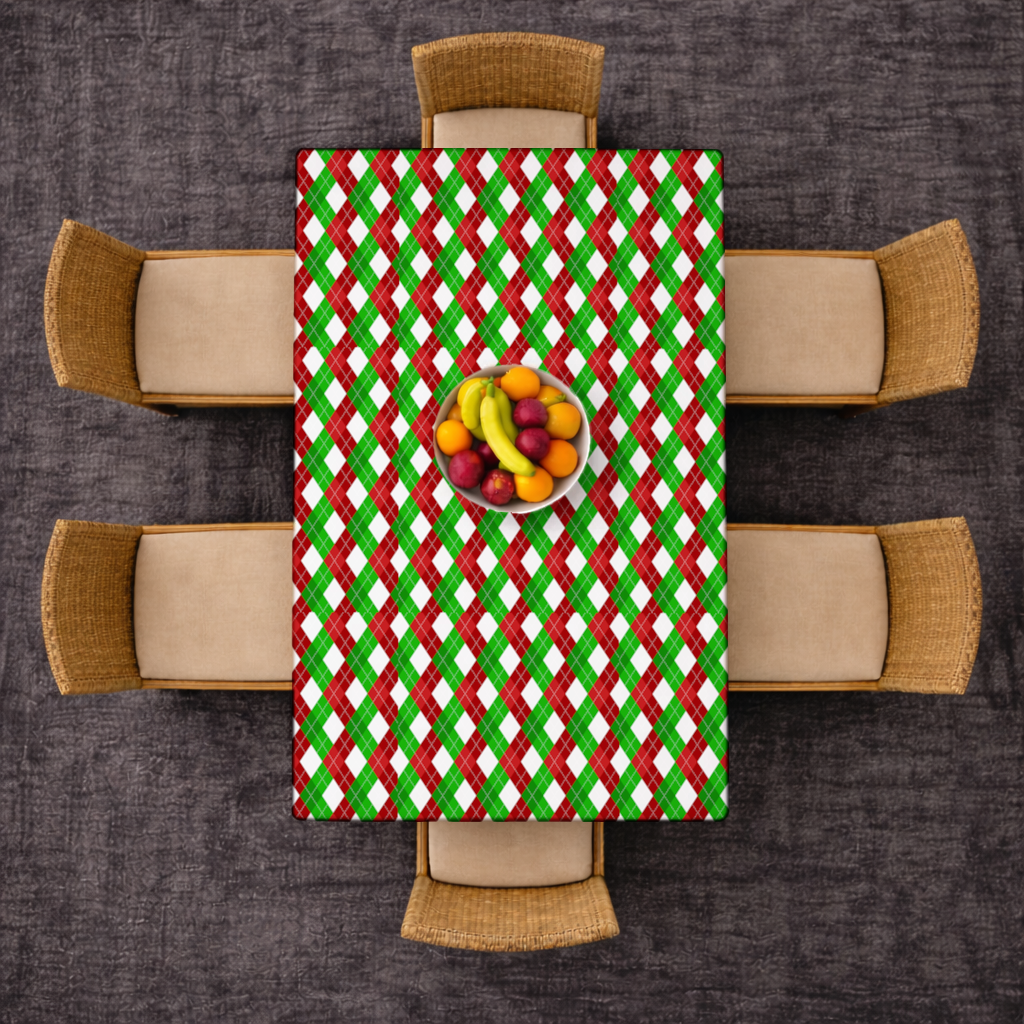 Red Green Argyle Plaid Background Pattern Rectangular Tablecloth