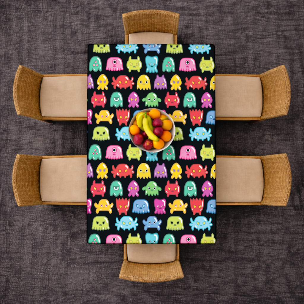 Renkli Sevimli Canavarlar Dikişsiz Desen Masa Örtüsü