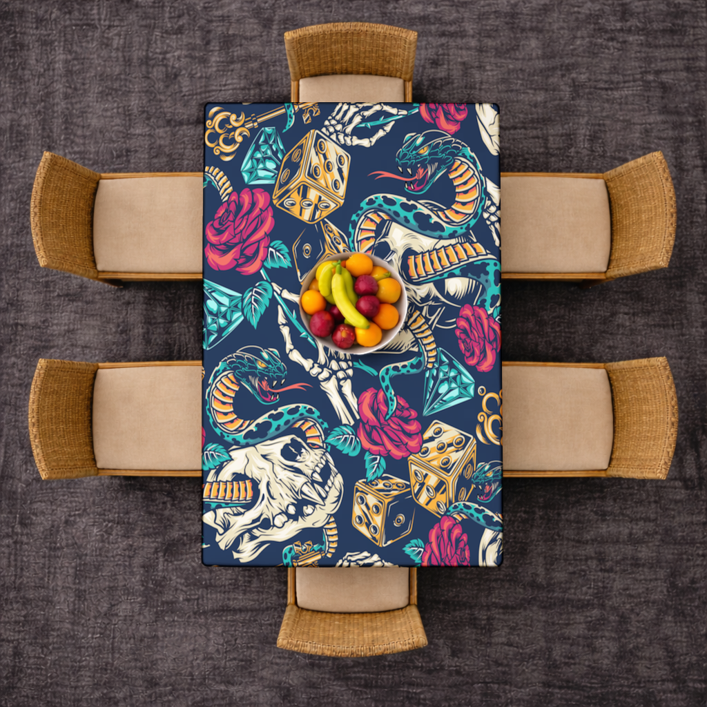 Skull Snake Dice and Roses Pattern 