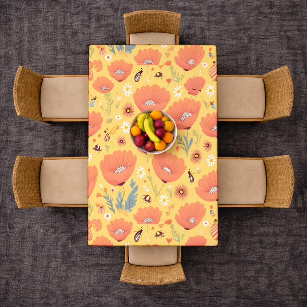 Floral  Insect Pattern  Colorful Design Rectangular Tablecloth