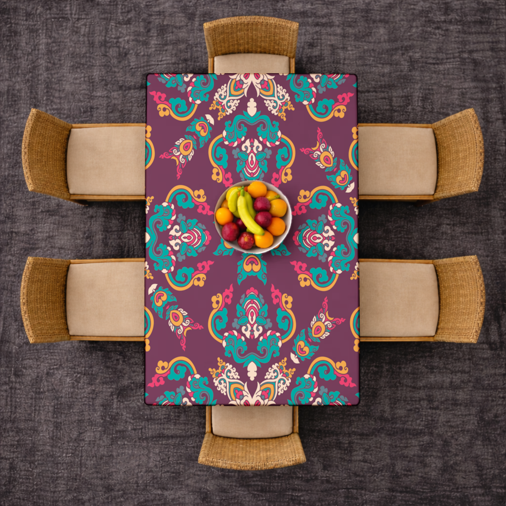 Otantik Osmanlı Motifli Renkli Mandala Deseni Masa Örtüsü