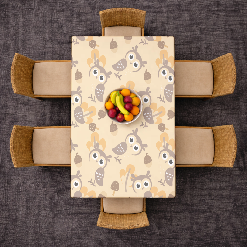 Cute Owl and Acorn Autumn Seamless Pattern Rectangular Tablecloth