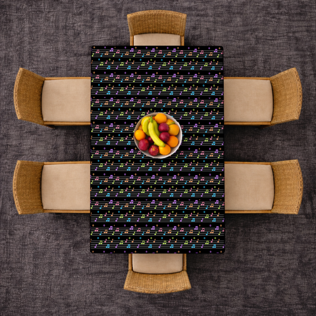 Vibrant Neon Music Notes and Rhythm Seamless Pattern Rectangular Tablecloth