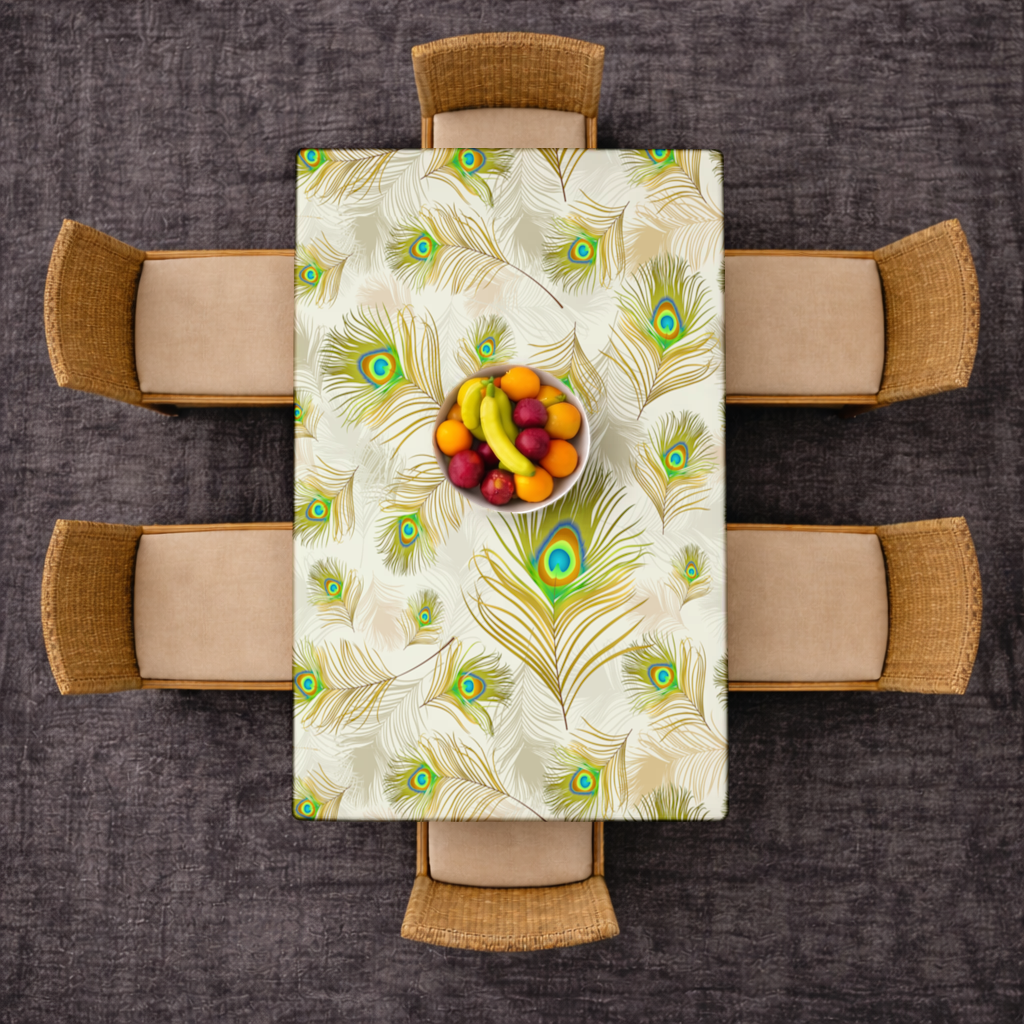 Elegant Peacock Feathers and Exotic Nature Seamless Pattern Rectangular Tablecloth