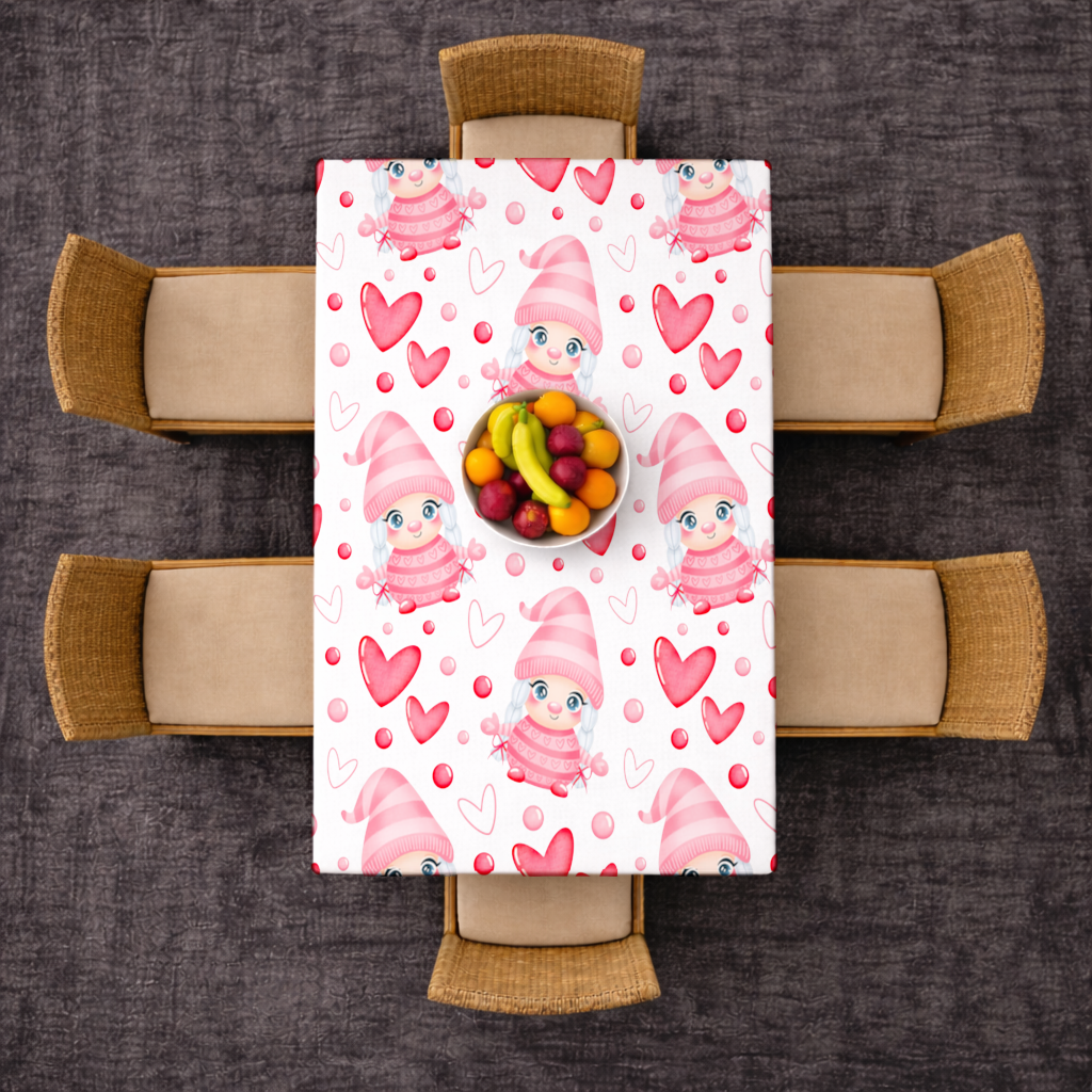 Cute Pink Baby Girl Valentines Day Heart Pattern Design Rectangular Tablecloth