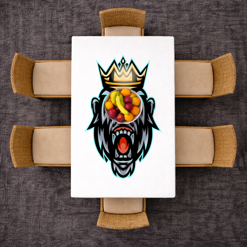 Angry Gorilla King with Crown Graphic - Neon Mascot Design Rectangular Tablecloth