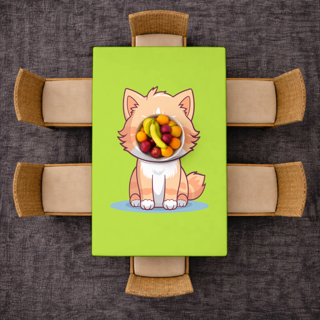 Cute Orange Cat Illustration Rectangular Tablecloth