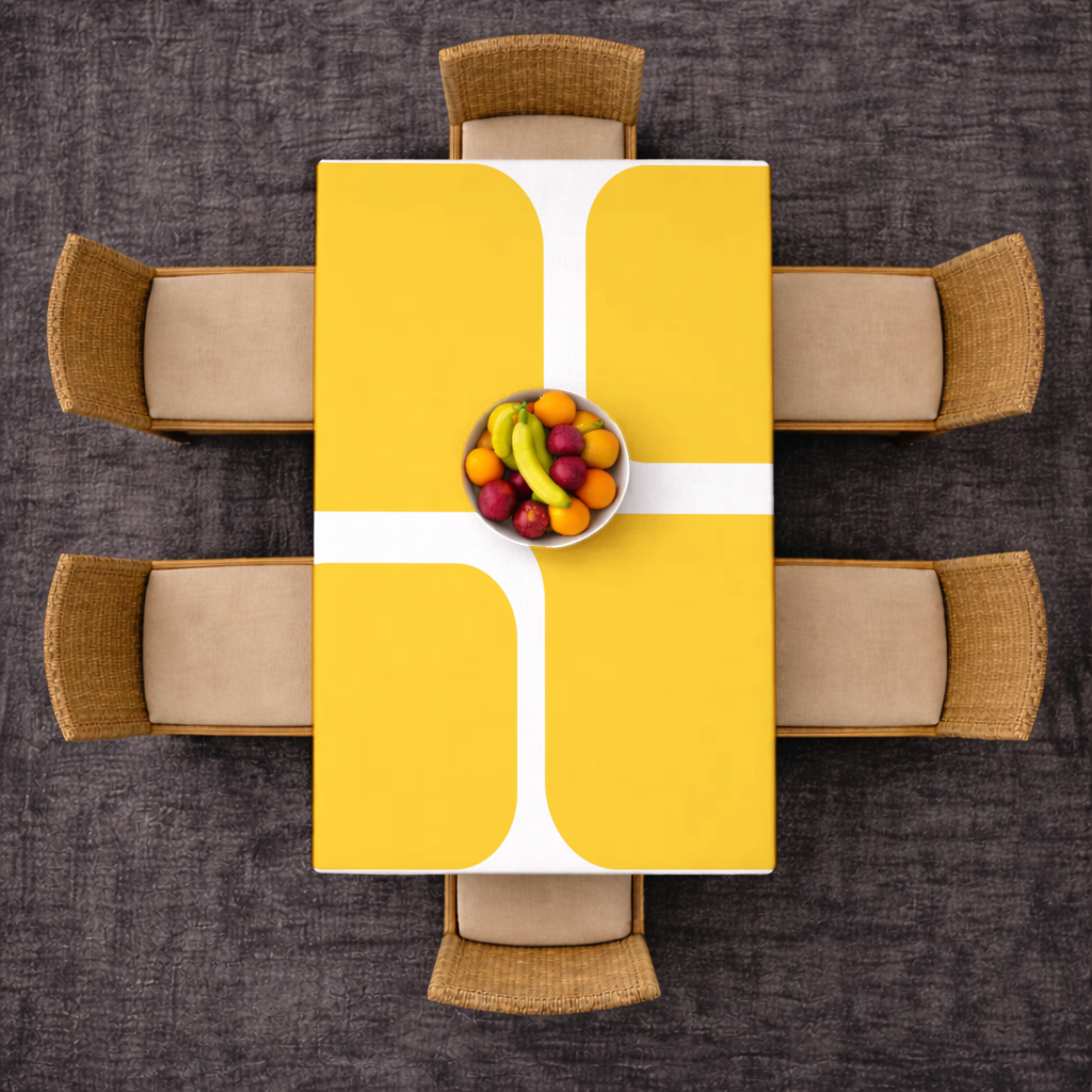 Yellow Geometric Labyrinth and Modern Abstract Pattern Rectangular Tablecloth