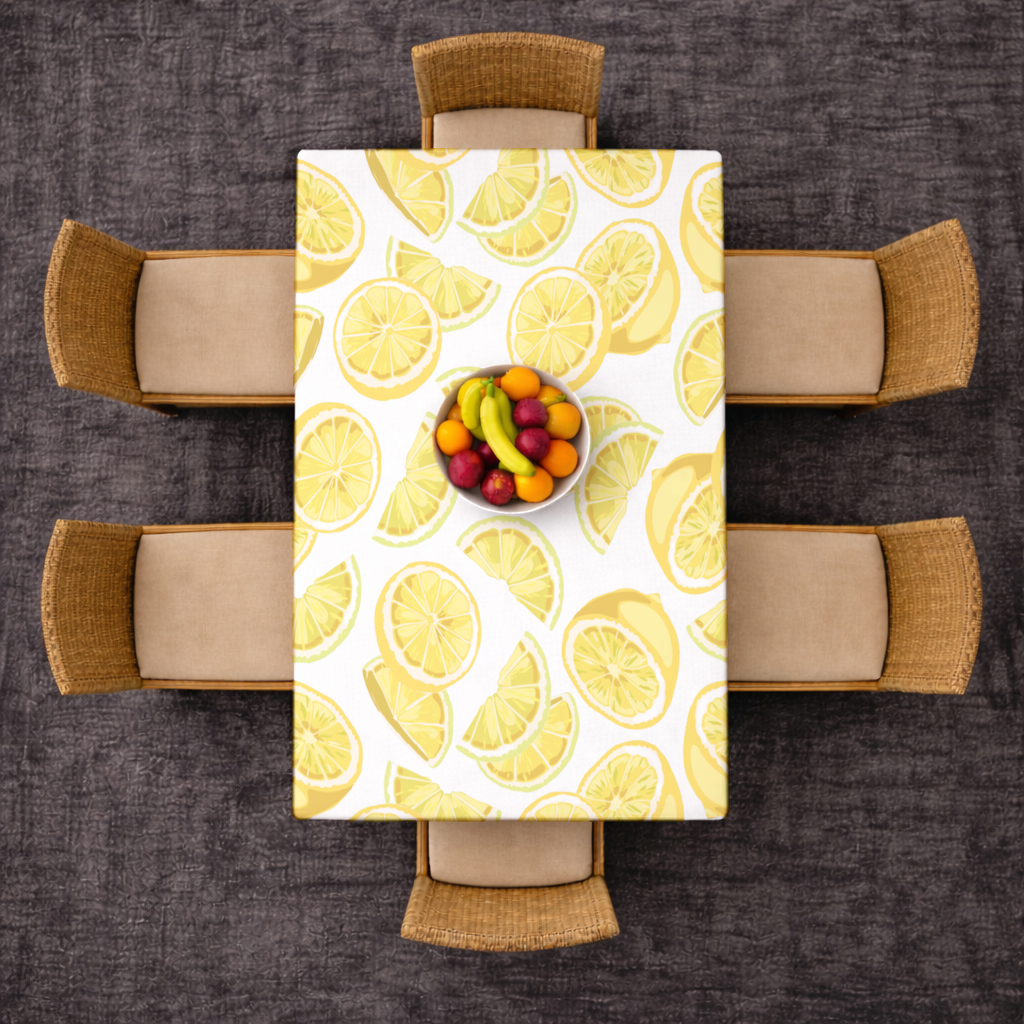 Fresh Lemon Slices Vibrant Summer Pattern Rectangular Tablecloth
