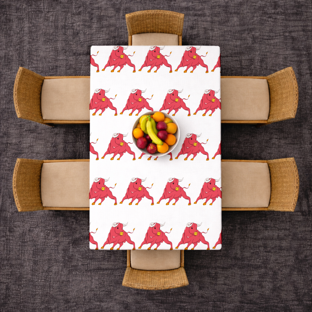 Spanish Red Bull Illustration Inspired by Matador Theme Rectangular Tablecloth