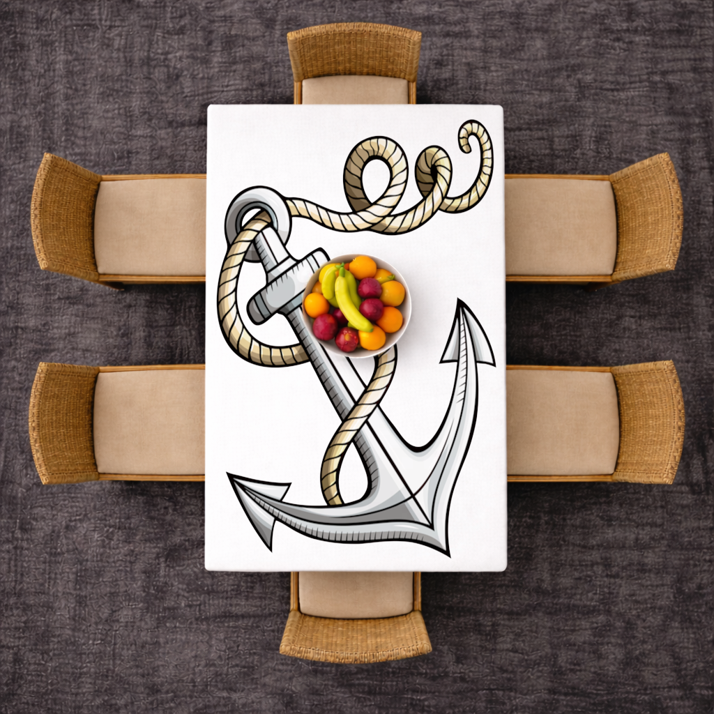 Sailor Anchor with Rope Tattoo Art Rectangular Tablecloth