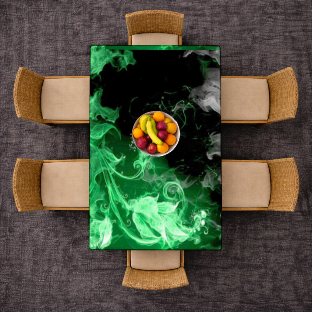 Green and black smokes Rectangular Tablecloth