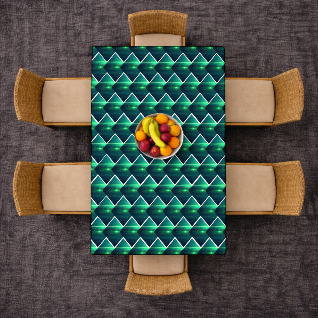 Siyah fon üstündeki parlak yeşil çizgiler. Masa Örtüsü