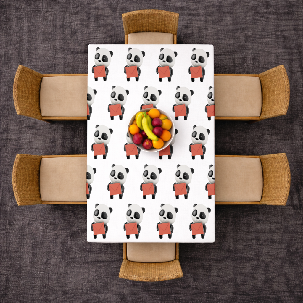 Happy Panda Character Holding Red Envelope Rectangular Tablecloth