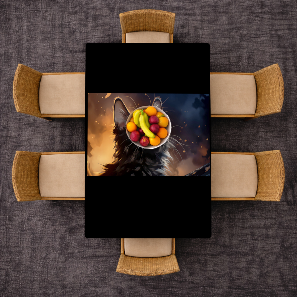 Black Cat Digital Art Rectangular Tablecloth